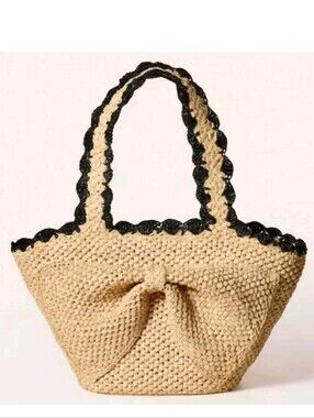 Kate Spade X Target Raffia Straw Bow Tote Bag Natural Black